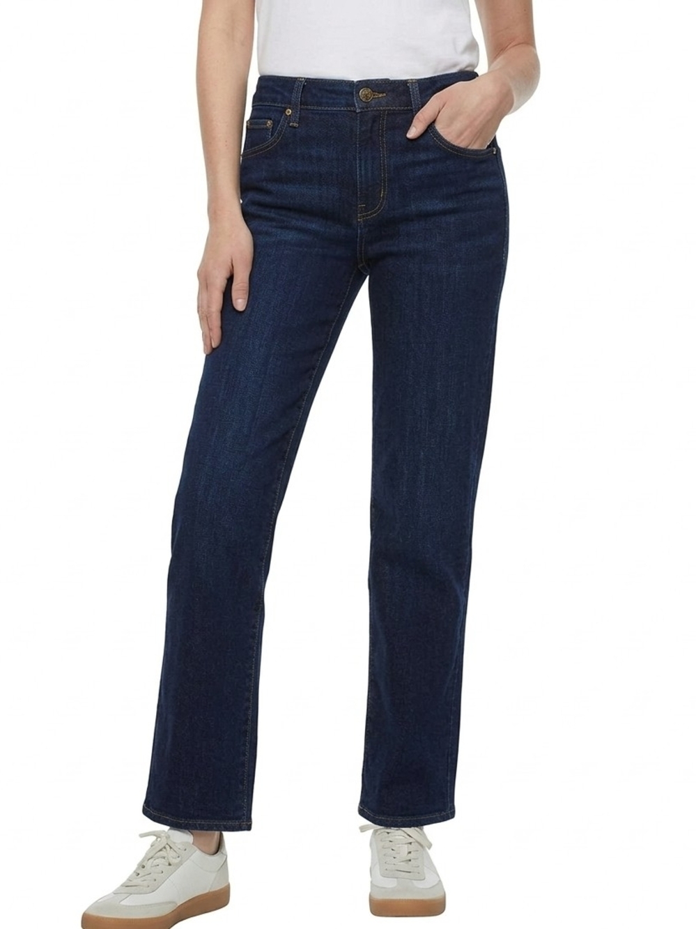 Hudson Jeans Mid Rise Straight-Leg Jeans in Dark Indigo Blue